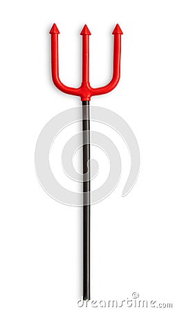 Halloween Trident, pitchfork isolated on white background clipping path for kid devil costume holiday party Stock Photo