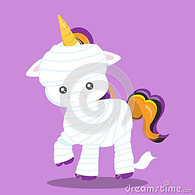 HALLOWEEN UNICORN MUMMY 04 Vector Illustration