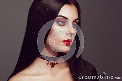 Halloween vampire woman portrait Stock Photo