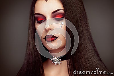 Halloween vampire woman portrait Stock Photo