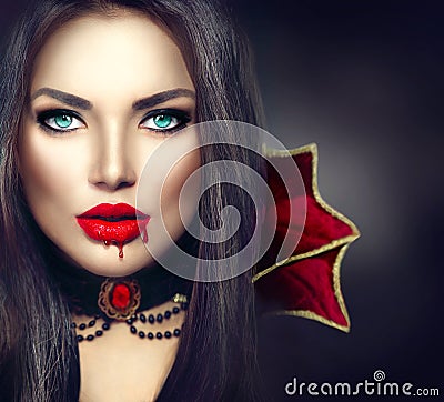 Halloween vampire woman portrait Stock Photo