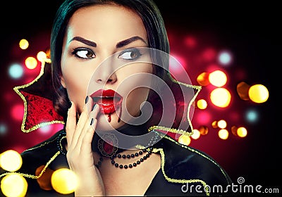 Halloween vampire woman portrait Stock Photo