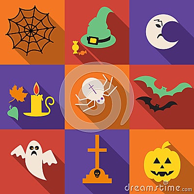 Halloween vector icons set. Vector Illustration