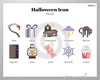 Halloween icons flat pack Vector Illustration