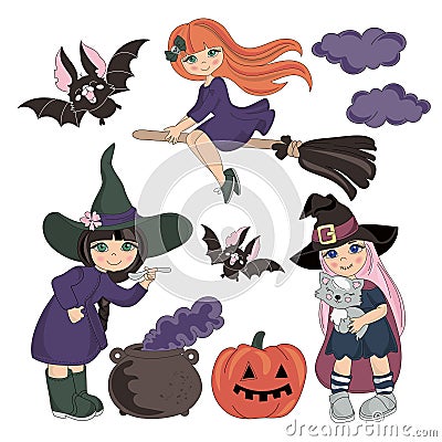 Halloween Vector Illustration Set COSTUMES Stock Photo