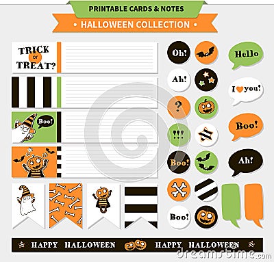 Halloween vector printable set. Vector Illustration