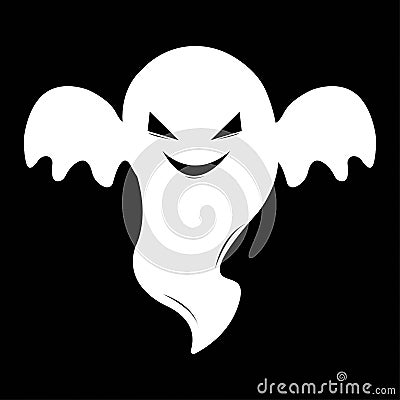Halloween white ghost with devil eyes design on a black background. Ghost with abstract shape design. Halloween white ghost party Vector Illustration