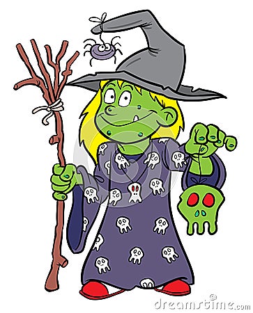 Halloween Witch Costume Vector Illustration