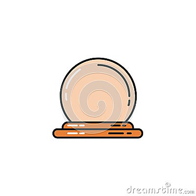 Halloween witch crystal ball flat style icon Vector Illustration