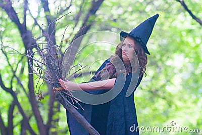 Halloween. The witch is funny Stock Photo