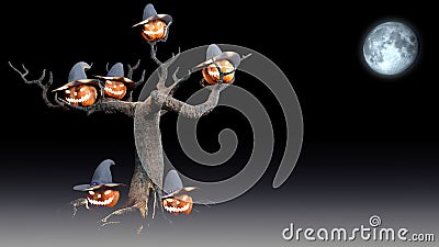 Halloween witch with pumpkin 3d render Stock Photo