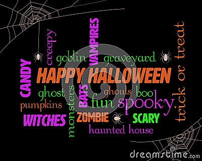 Halloween Word Cloud Stock Photo