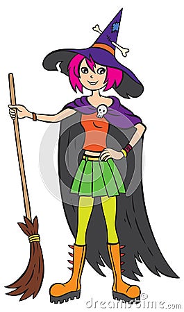 Halloween young witch Stock Photo