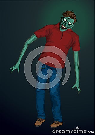 Halloween zombi, zombie monster beast skeleton going skull head Vector Illustration