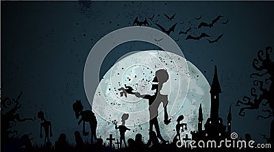 Halloween zombie background Vector Illustration