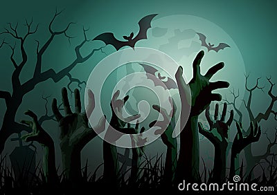 Halloween Zombie Party. Vector Illustration