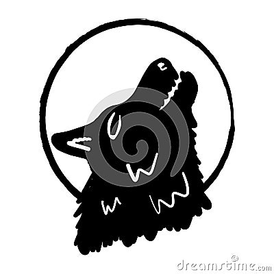 Werewolf Howling Against the Moon Icon Vector Illustration