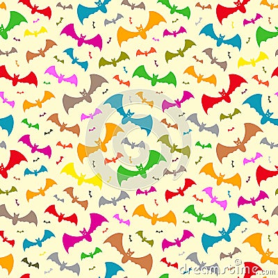 Hallowen pattern of colorful flying bats Vector Illustration