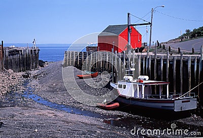 Halls Harbour Nova Scotia at Low Tide Stock Photo