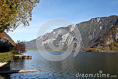 Hallstatt lake in Autumn Stock Photo