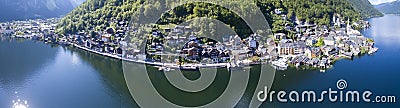 Hallstatt Panorama, Austria, Aerial view of Stock Photo