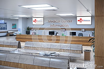 Hallway the emergency room and outpatient hospital Cartoon Illustration