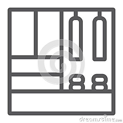 Hallway furniture line icon, furniture and home, cupboard sign, vector graphics, a linear pattern on a white background. Vector Illustration