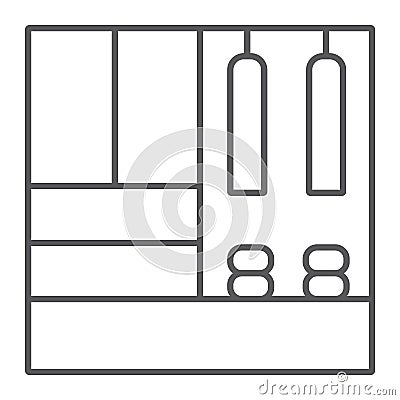 Hallway furniture thin line icon, furniture and home, cupboard sign, vector graphics, a linear pattern Vector Illustration