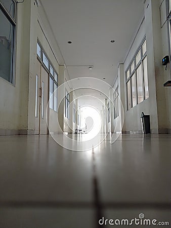 This is the hallway in my fakulty. The situation was very quiet because of pandemi of Corona. Stock Photo