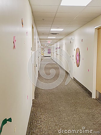 A hallway with paper cut outs Stock Photo