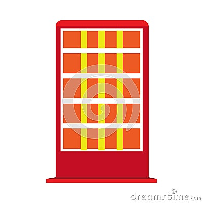 Halogen electric heater red appliance vector icon. Warm glowing floor lamp radiator isolated white Vector Illustration