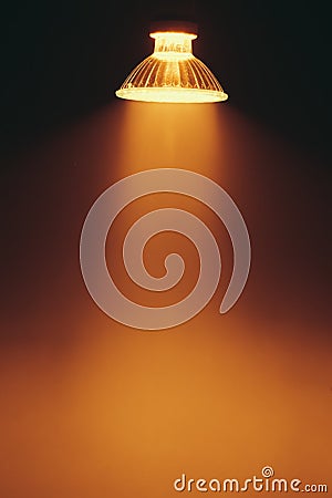 Halogen lamp with reflector, spotlight in a fog Stock Photo