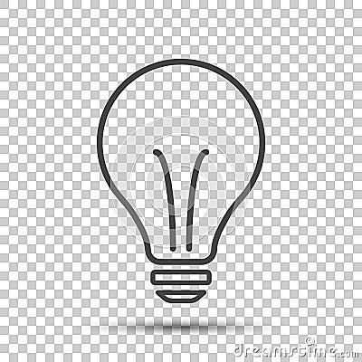 Halogen lightbulb icon. Light bulb sign. Electricity and idea symbol. Thin line icon on isolated background. Flat vector Vector Illustration