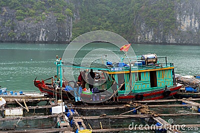 Halong Bay in mystical clouds. Mystical atmoshpere in the world famous halong bay. Editorial Stock Photo