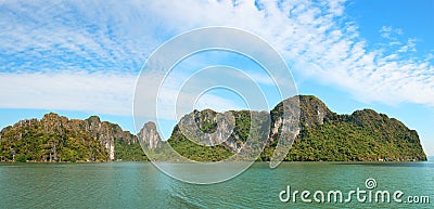 Halong Bay Panorama, Vietnam Travel Stock Photo