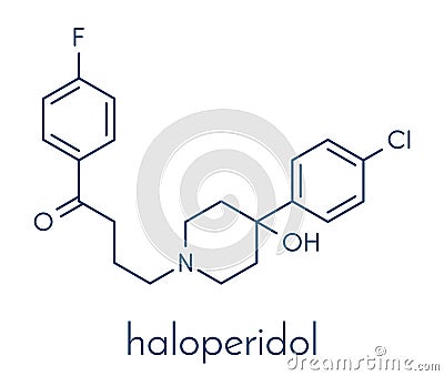 Haloperidol antipsychotic neuroleptic drug molecule. Skeletal formula. Vector Illustration