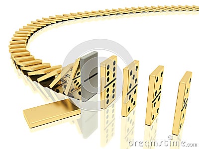 Halted dominoes effect Stock Photo