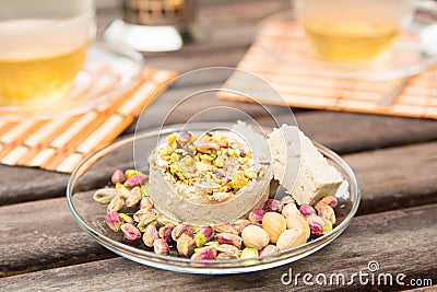 Halvah with pistachios Stock Photo