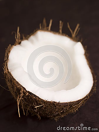 Halved Fresh Coconut Stock Photo