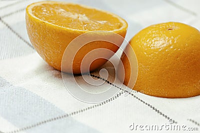 Halved Orange on Bright Background Stock Photo