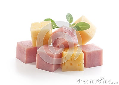 Ham and cheese cubes Stock Photo