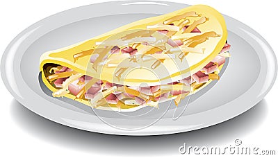 Ham and cheese omelet Vector Illustration