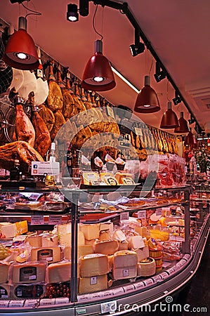 Ham and Cheese Shop in Granada Spain Editorial Stock Photo