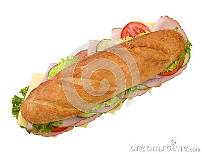 Ham & Cheese submarine sandwich Stock Photo