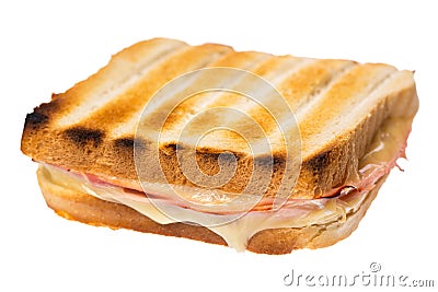 Ham cheese on toast isolated on white background diagonal Stock Photo