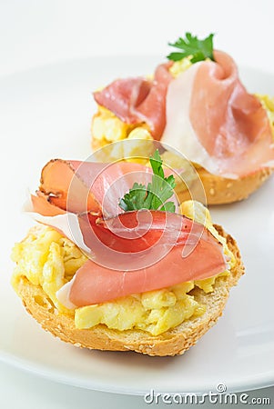 Ham and eggs sandwich Stock Photo