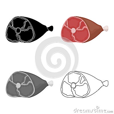 Ham icon in cartoon style isolated on white background. Meats symbol stock vector illustration Vector Illustration