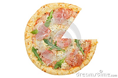 Ham pizza prosciutto diagram chart info isolated on white Stock Photo