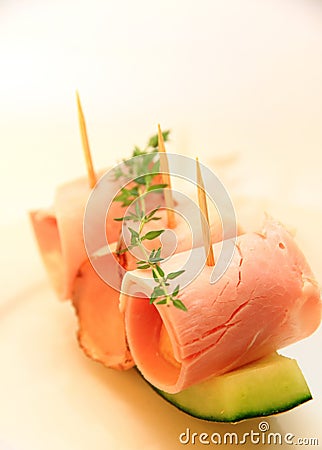 Ham and rock melon Stock Photo