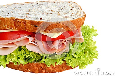 Ham and Salad Sandwich Stock Photo